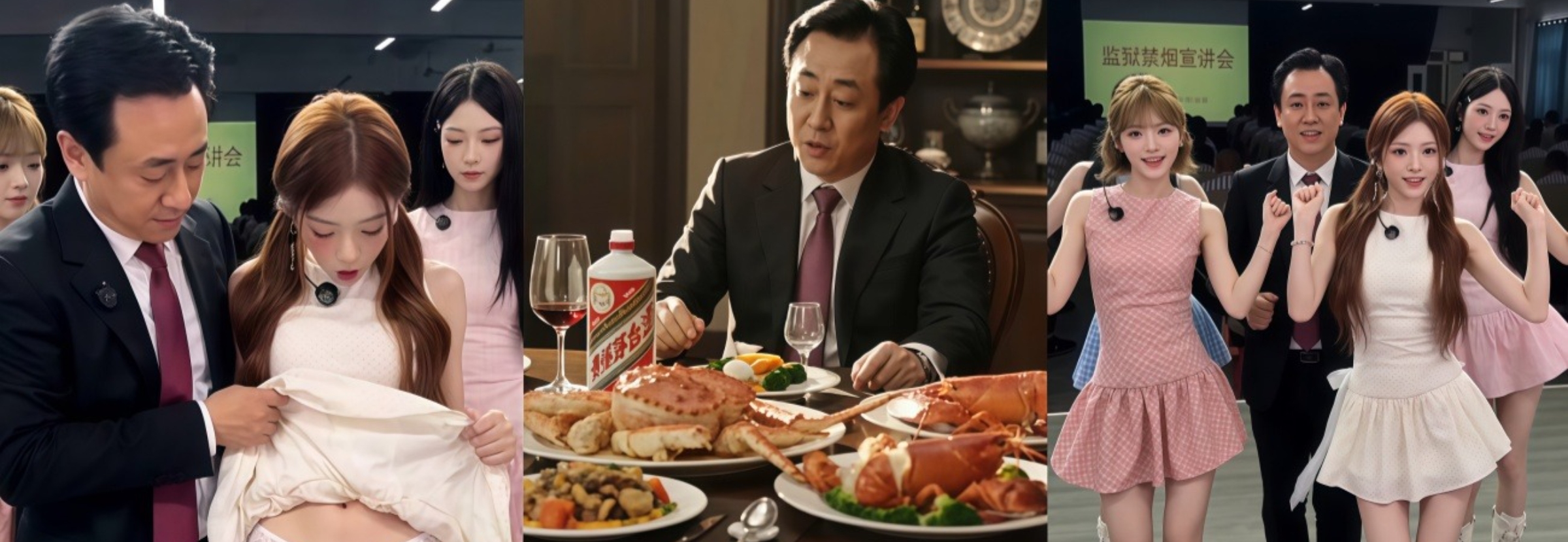 AI短剧《许家印的监狱快乐生活》老许身陷囹圄 怎么还是嫩模在怀 吃太好了