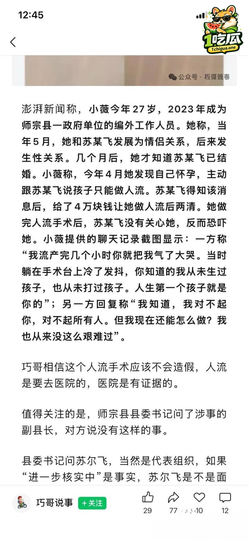 苏尔飞导致女下属怀孕