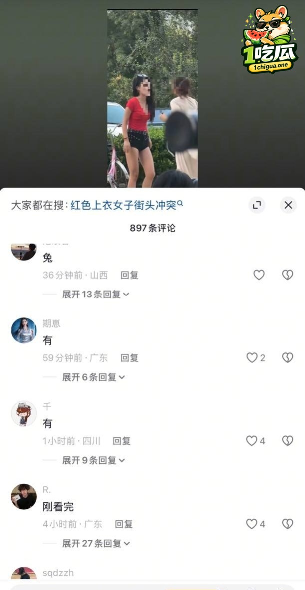 红衣上衣女子打小三完整视频爆出 由女女抓扯 变成男女四人双阵营群架