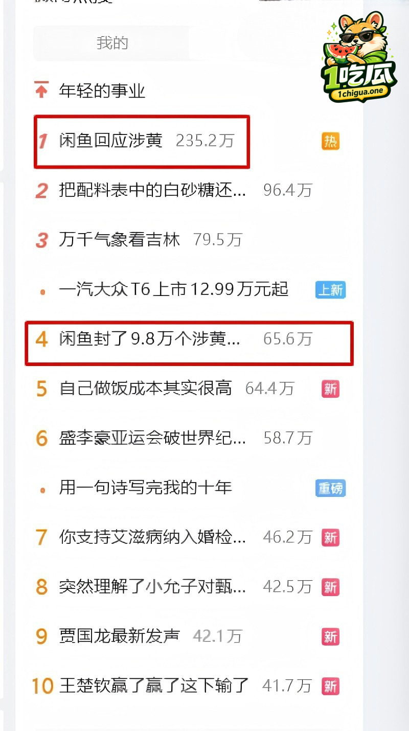 闲鱼招嫖 再度登顶热搜 表面卖二手全是性暗示 鲍鱼入口即化 瓜友们吃过吗