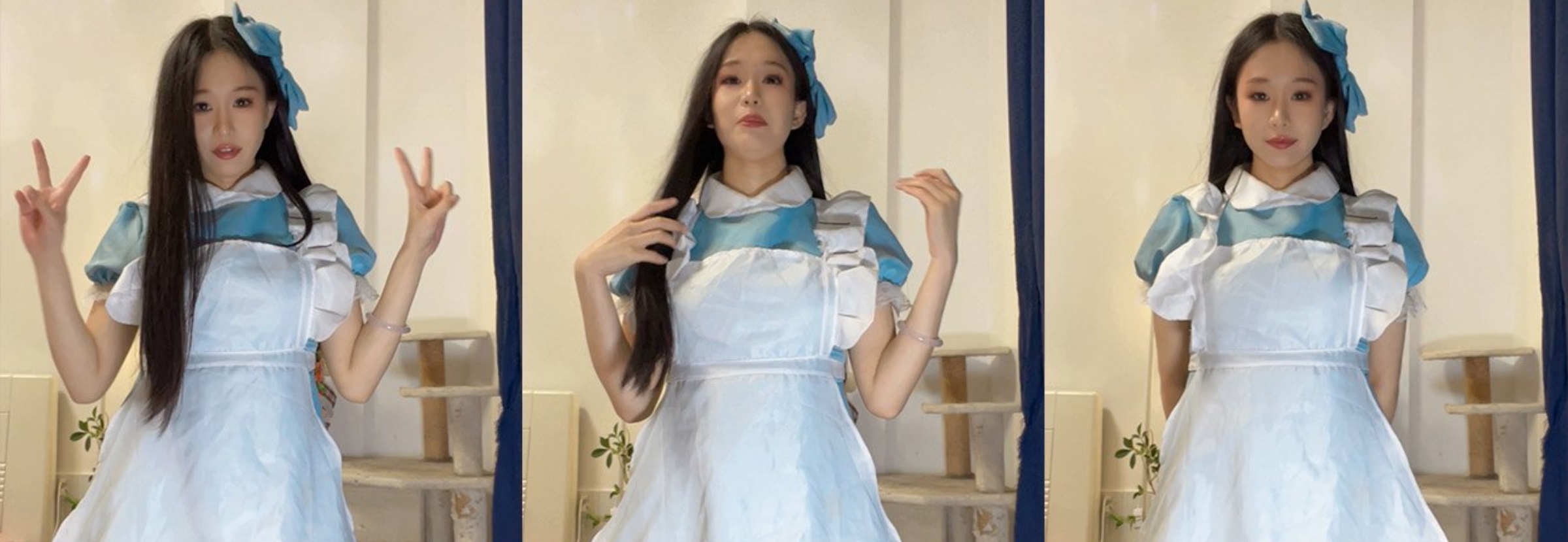 抖音高颜值反差御姐 宵夜 身穿可爱女仆装 掰穴自慰阳具抽插白浆外流